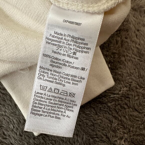 Madewell Double Face V-Neck Long Sleeve Tee Shirt Women's LARGE Cream Cropped - Picture 4 of 9